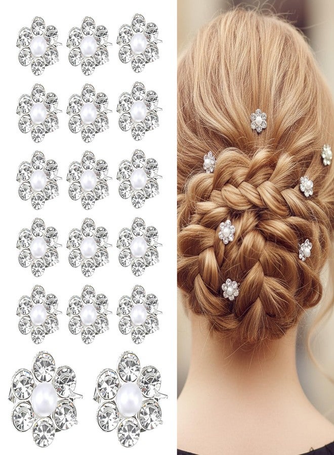Azefnuhk 20Pcs White Flower Rhinestone Hair Clips, Mini Flower Hair Clips, Fancy Pearl Claw Clip, Small Decorative Hair Clip for Women Girls, Pearl Hair Accessories for Bridal Wedding Barrettes Supply - Image 1